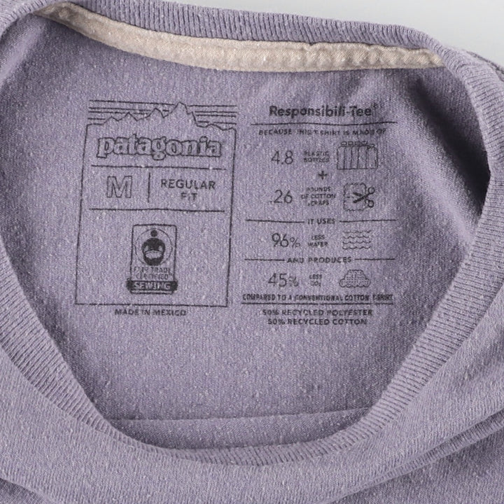 Patagonia Back Print Short Sleeve Logo T-Shirt Men's M polyester navy blue type Vintage Second Hand