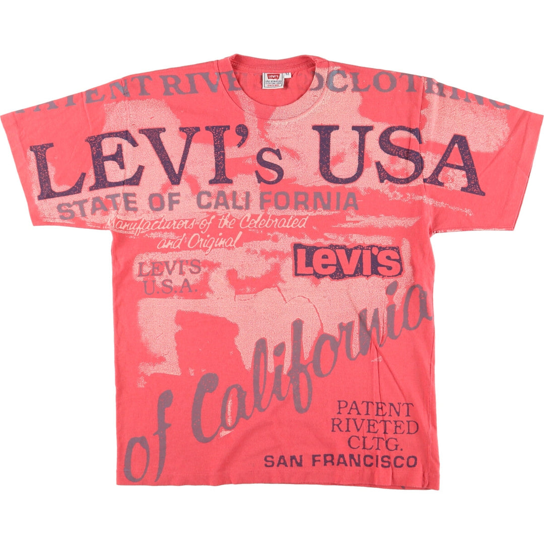 90'S Levi's all-over print short-sleeve logo T-shirt, made in Italy, men's L, vintage /eaa464988