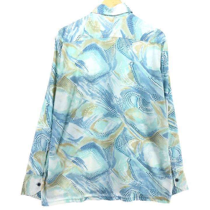 70'S JCPenney all-over print long sleeve poly shirt, men's L, vintage / eaa465018
