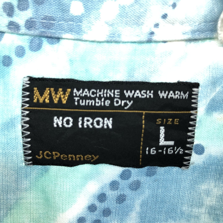 70'S JCPenney all-over print long sleeve poly shirt, men's L, vintage / eaa465018