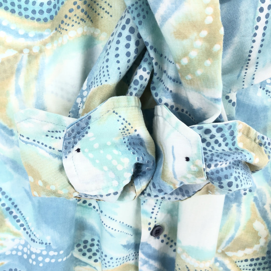 70'S JCPenney all-over print long sleeve poly shirt, men's L, vintage / eaa465018