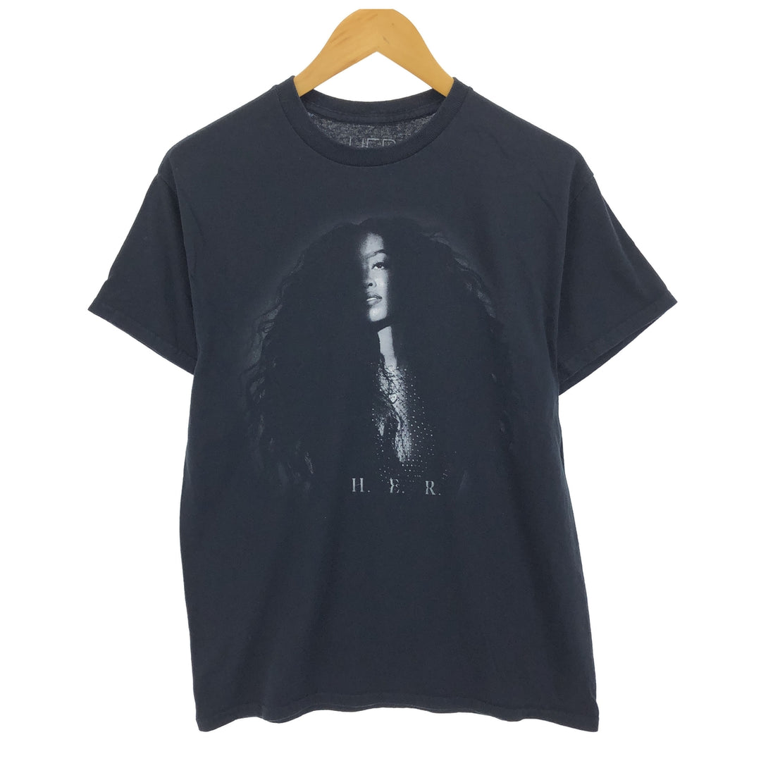 HER Rap T-shirt Rap T Men's M size cotton black type Vintage Second Hand