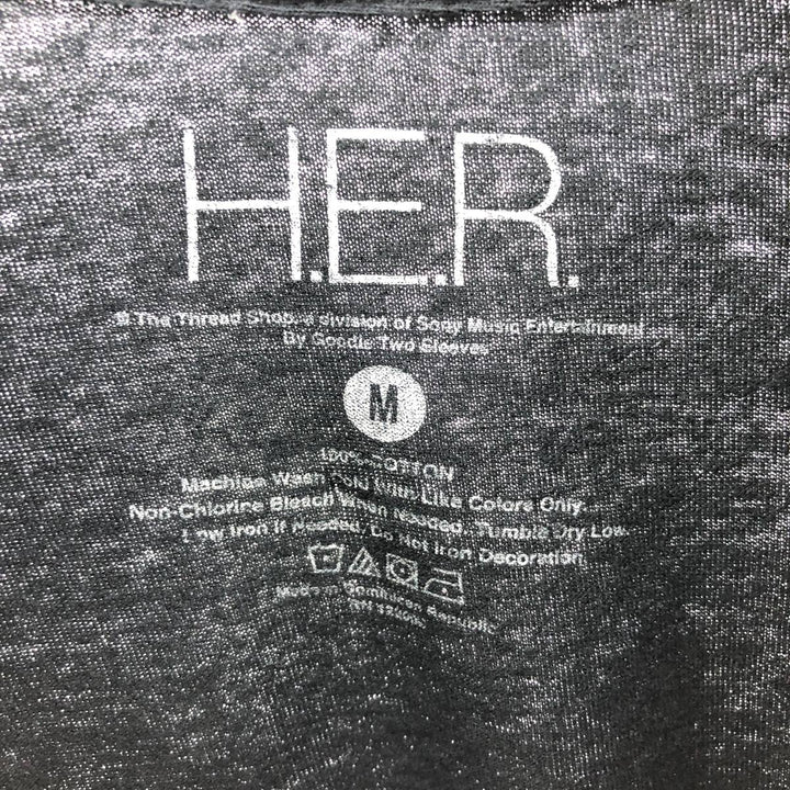 HER Rap T-shirt Rap T Men's M size cotton black type Vintage Second Hand