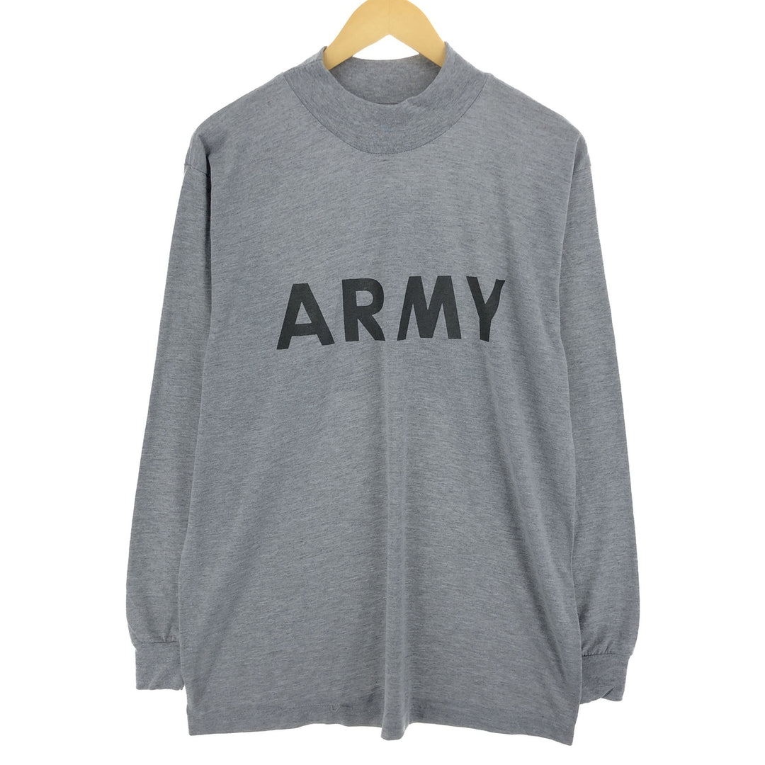 USARMY mock neck long T-shirt, long T, men's M polyester gray type Vintage Second Hand