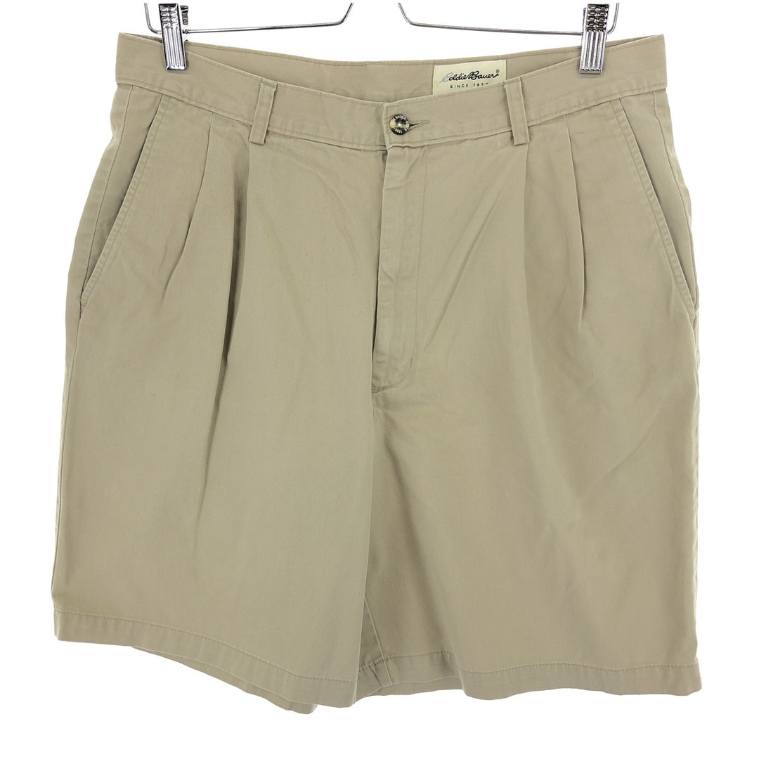 Eddie Bauer Two-pleat Chino Shorts, Men's W35 cotton Beige type Vintage Second Hand