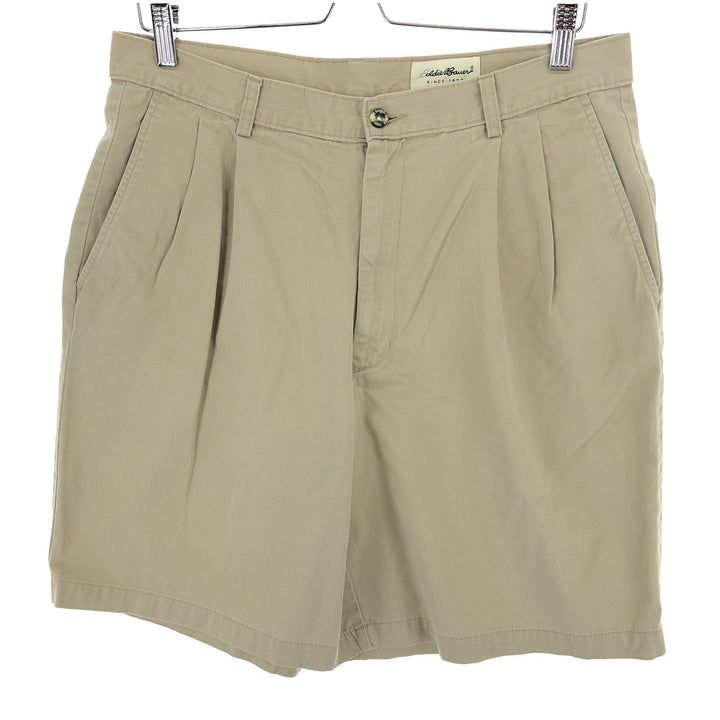 Eddie Bauer Two-pleat Chino Shorts, Men's W35 cotton Beige type Vintage Second Hand