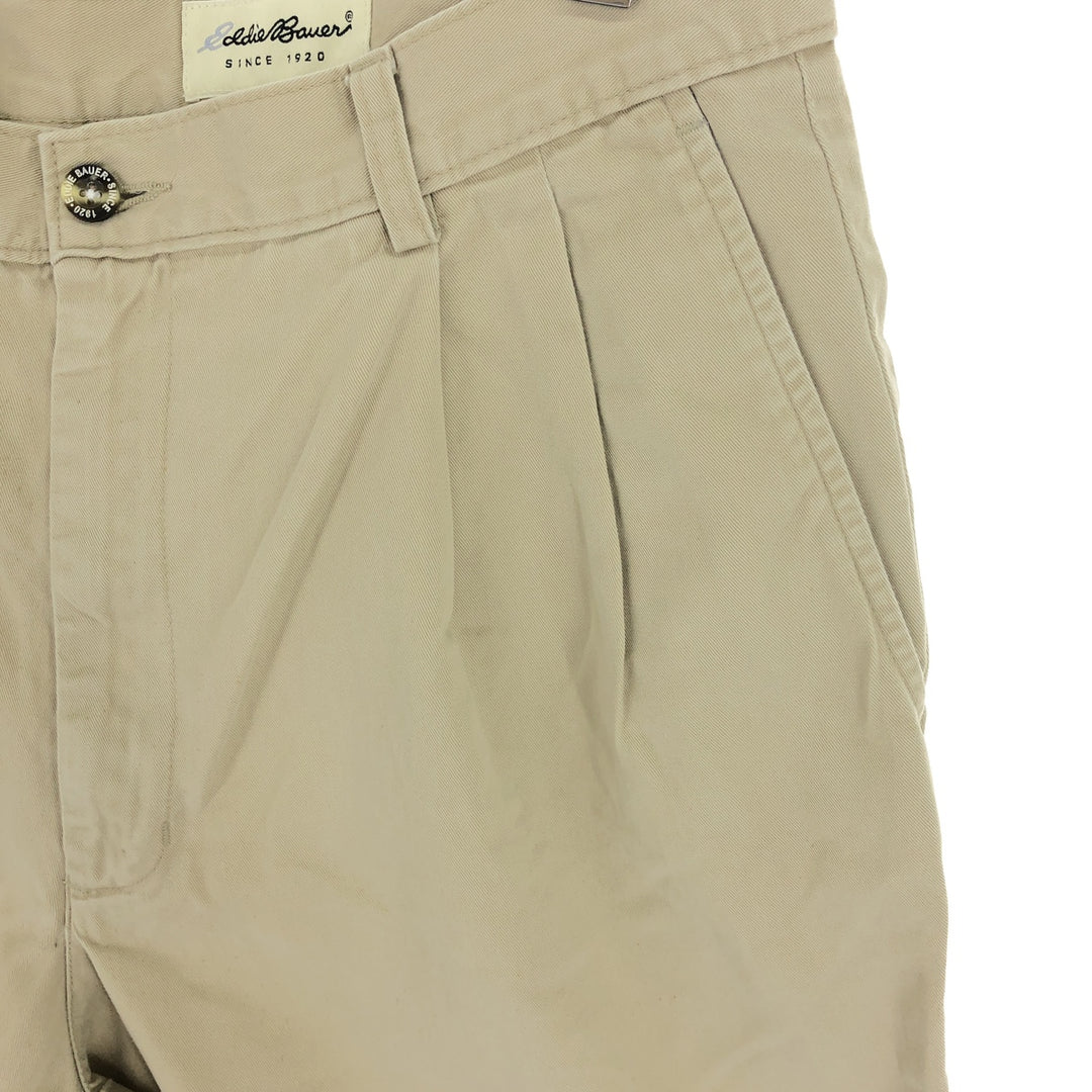 Eddie Bauer Two-pleat Chino Shorts, Men's W35 cotton Beige type Vintage Second Hand
