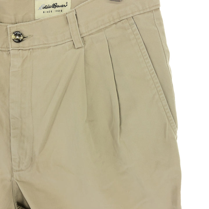 Eddie Bauer Two-pleat Chino Shorts, Men's W35 cotton Beige type Vintage Second Hand