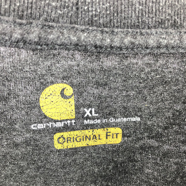 Carhartt ORIGINAL FIT Plain Pocket Long T-Shirt, Men's XL cotton Charcoal Vintage Second Hand