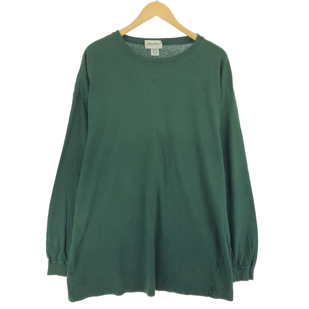 90'S Eddie Bauer Long Sleeve T-Shirt, Made in USA, Men's XL, Vintage cotton Green type dark green Vintage Second Hand