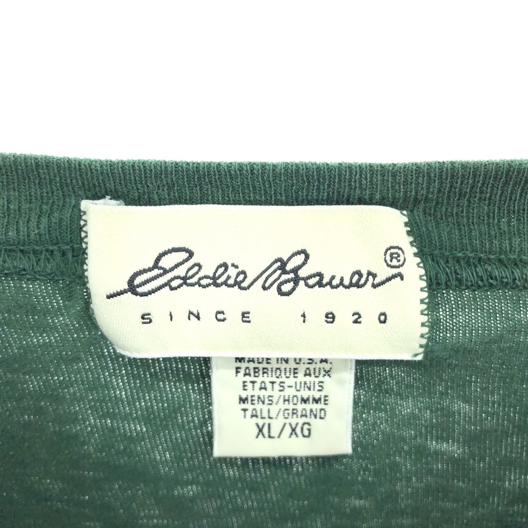 90'S Eddie Bauer Long Sleeve T-Shirt, Made in USA, Men's XL, Vintage cotton Green type dark green Vintage Second Hand