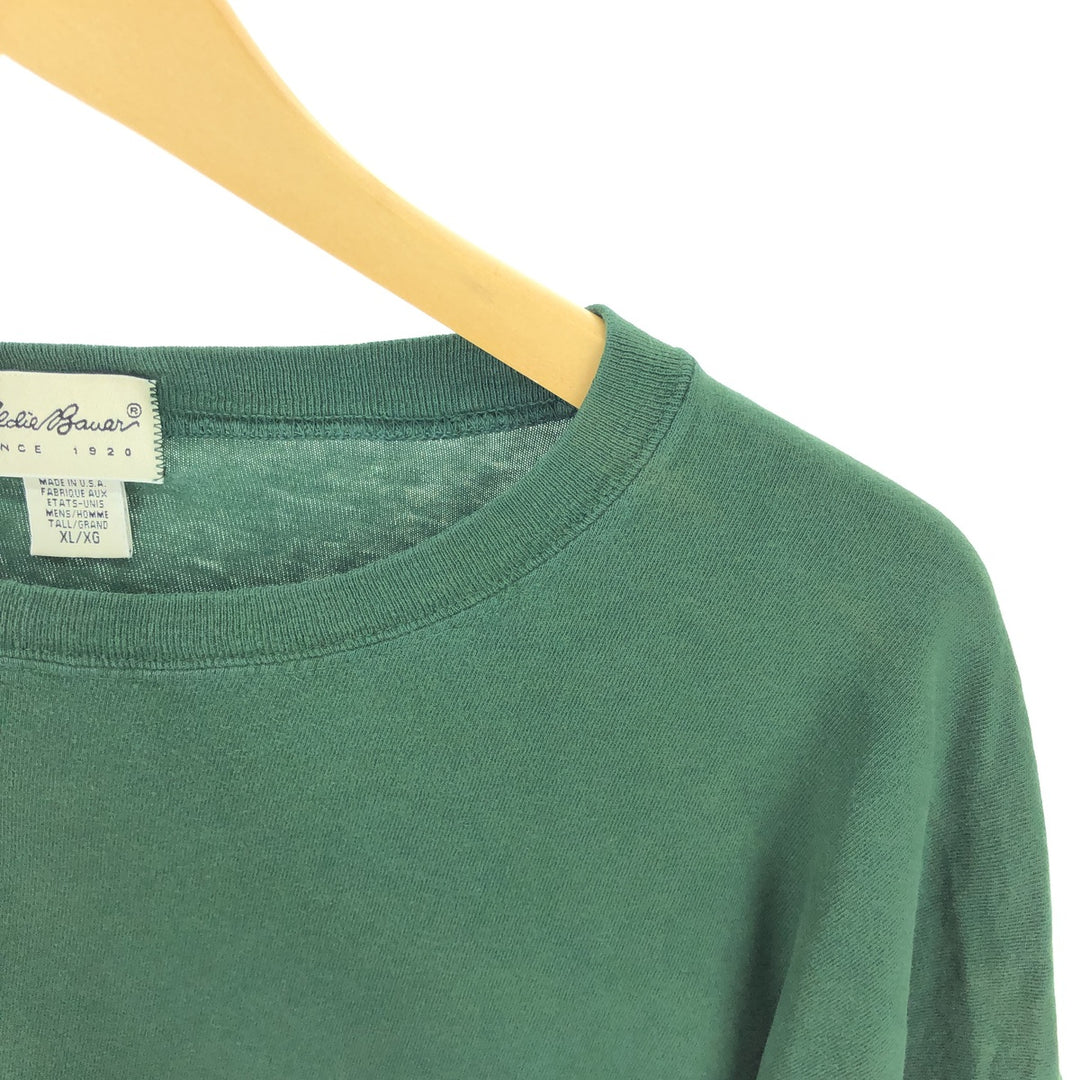 90'S Eddie Bauer Long Sleeve T-Shirt, Made in USA, Men's XL, Vintage cotton Green type dark green Vintage Second Hand