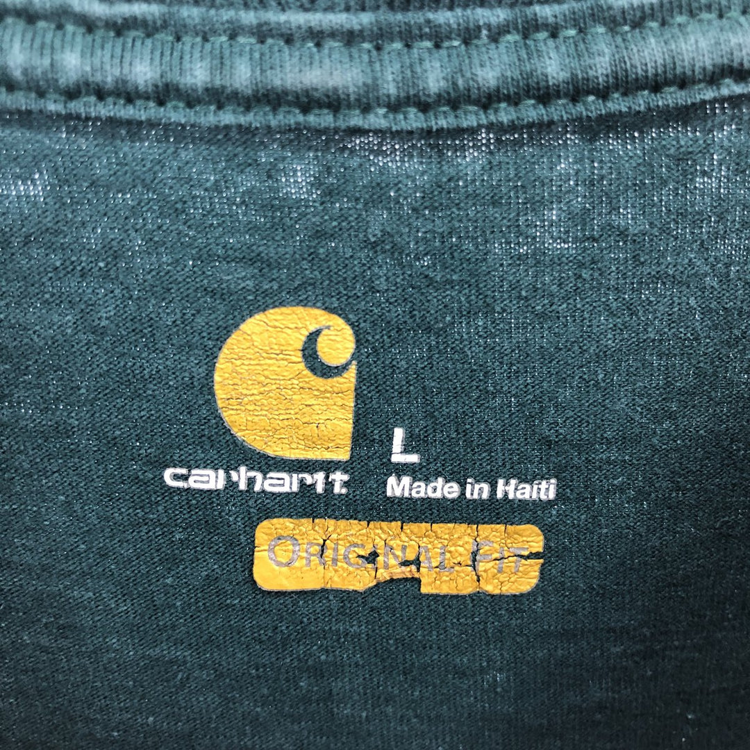Carhartt ORIGINAL FIT Plain Pocket Long T-Shirt, Men's L cotton green type Vintage Second Hand