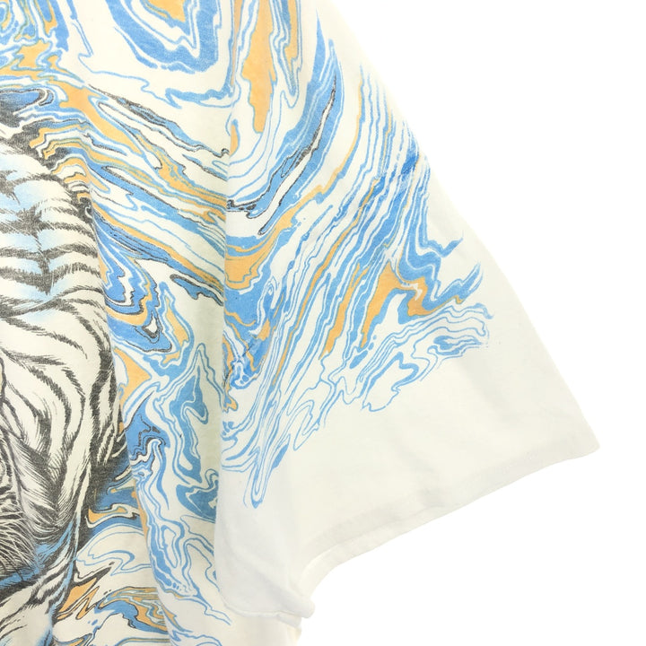 Big Size Liquid Blue Tiger Pattern Large Print Animal T-Shirt Men's XXXL Vintage /eaa465440