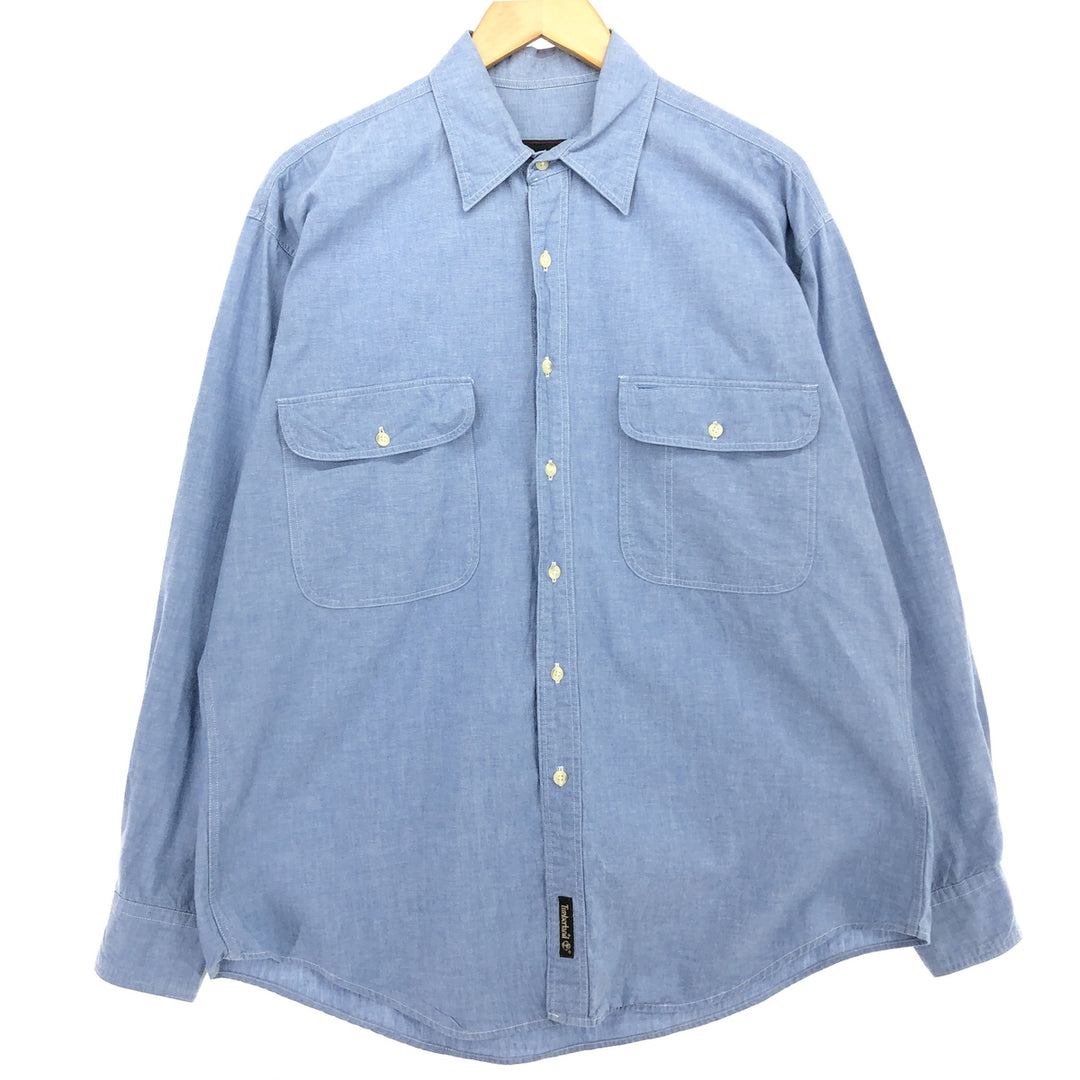 90'S Timberland WEATHERGEAR Long Sleeve Denim Shirt Men's Medium Vintage /eaa465460
