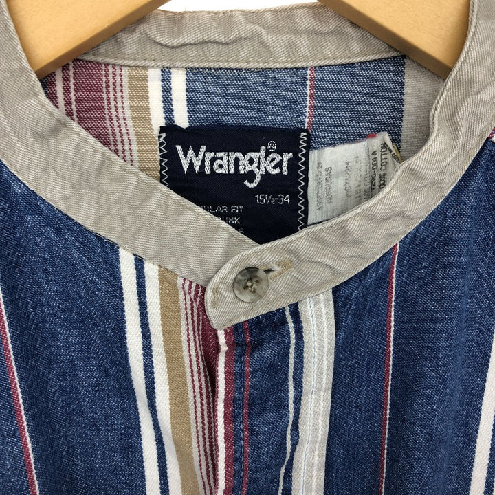 80'S Wrangler Multi-stripe Denim Stand Collar Shirt, Men's M Size, Vintage / eaa465472