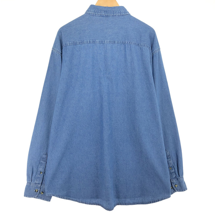 PORT AND COMPANY Long Sleeve Button-Down Denim Shirt Men's XXL cotton Blue type light blue Vintage Second Hand