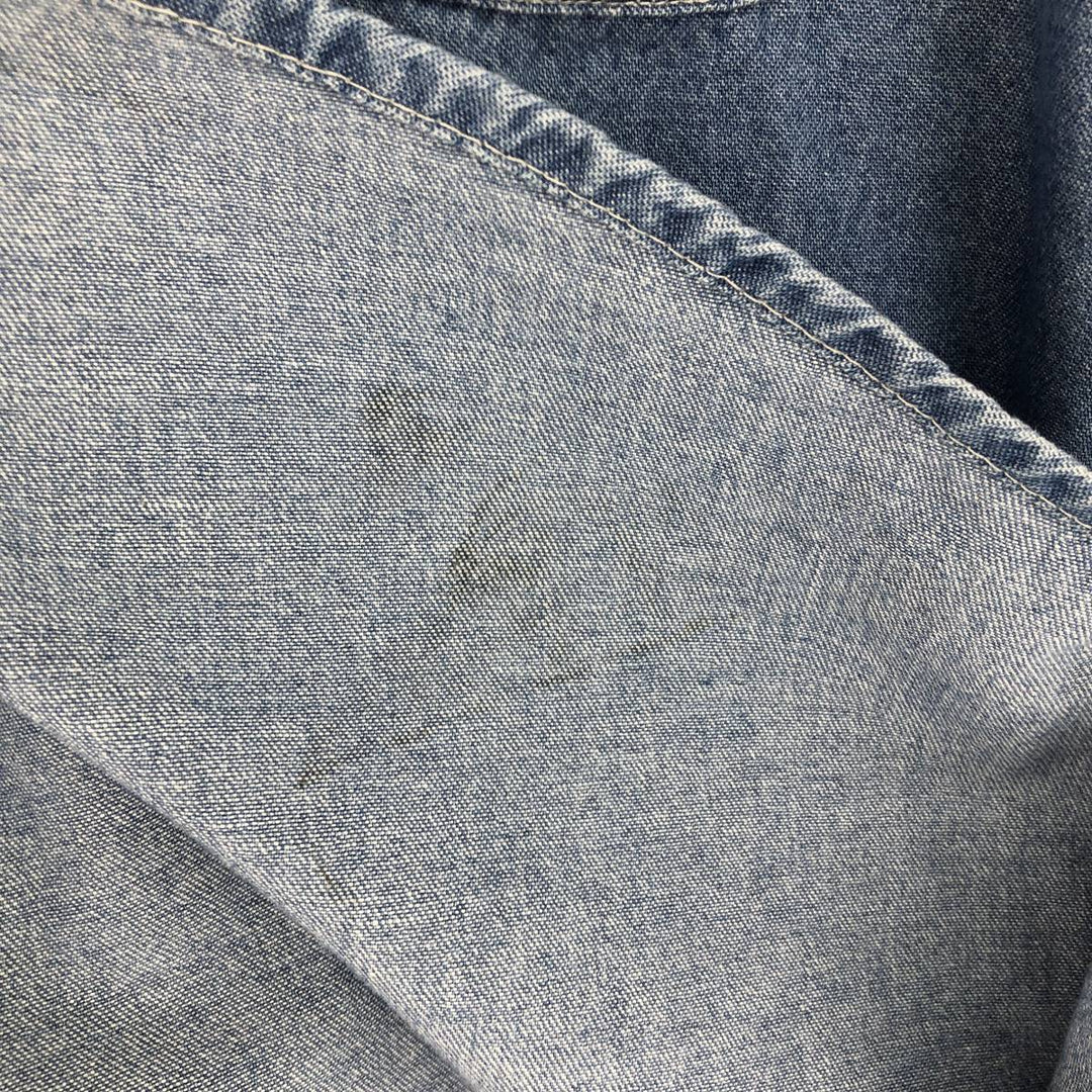 PORT AND COMPANY Long Sleeve Button-Down Denim Shirt Men's XXL cotton Blue type light blue Vintage Second Hand