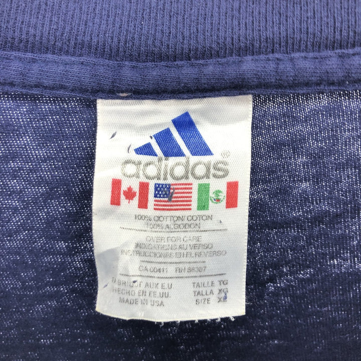90s~00'S Adidas Long Sleeve T-Shirt Made in USA Men's XL cotton navy blue type Vintage Second Hand