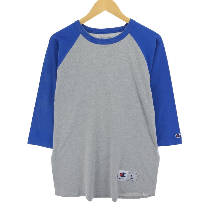 Champion Authentic 3/4 Sleeve Raglan T-Shirt, Men's L cotton gray type Vintage Second Hand