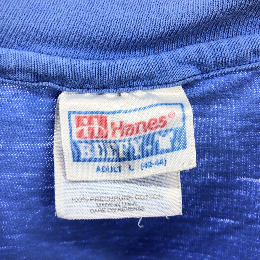 90'S Hanes BEEFY-T Blue Tag Printed T-Shirt Made in USA Men's L Vintage /eaa465796