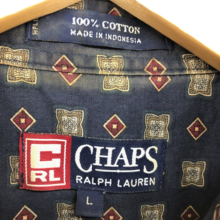 90'S Ralph Lauren CHAPS all-over print long sleeve button-down shirt men's L vintage /eaa465813