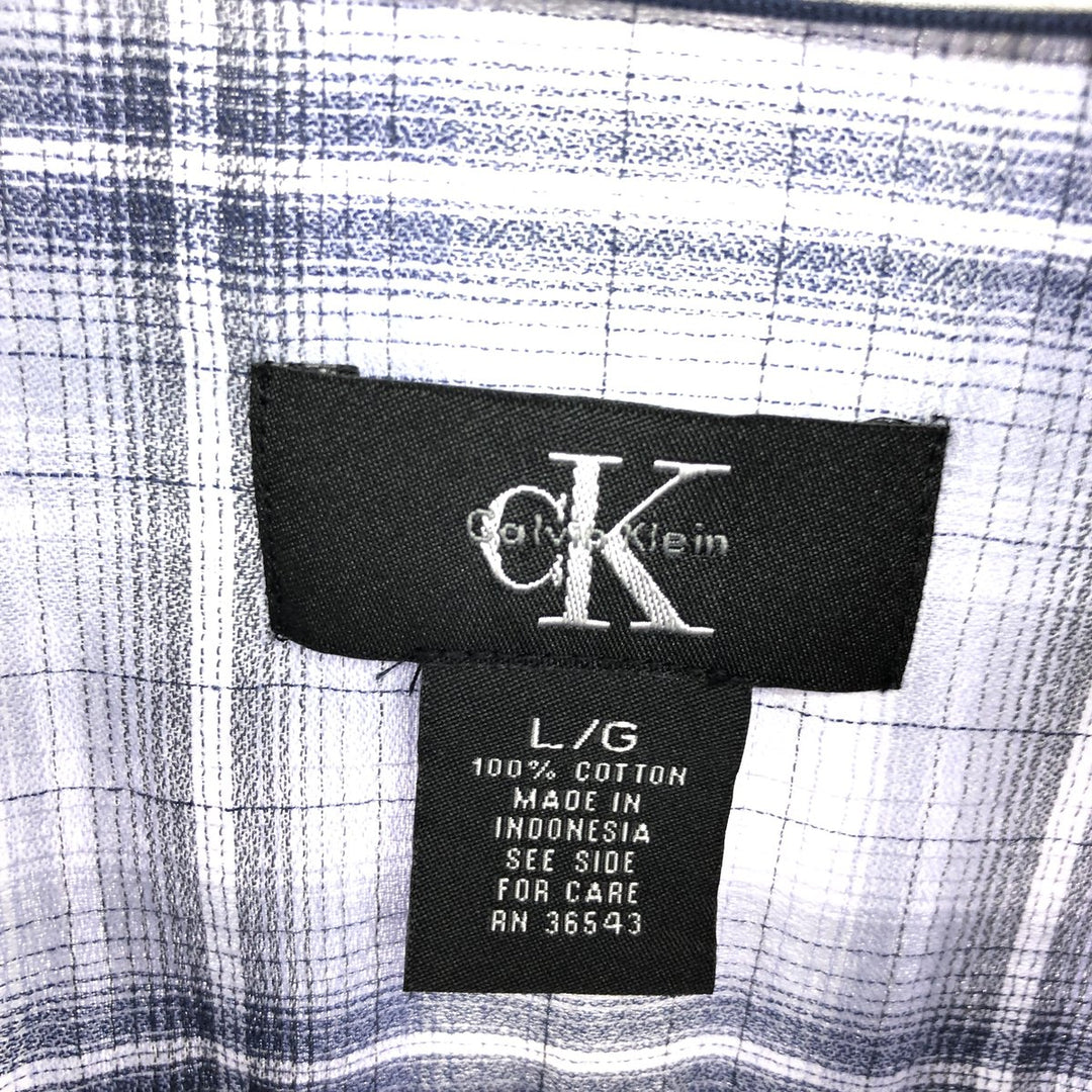 90'S ~ Calvin Klein Long Sleeve Button Down Check Shirt Men's L Size Vintage / eaa465826