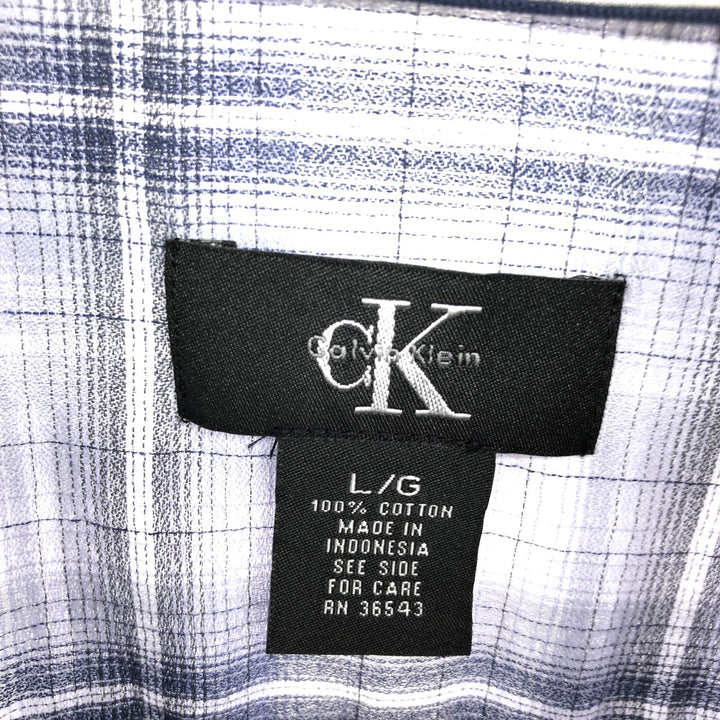 90'S ~ Calvin Klein Long Sleeve Button Down Check Shirt Men's L Size Vintage / eaa465826