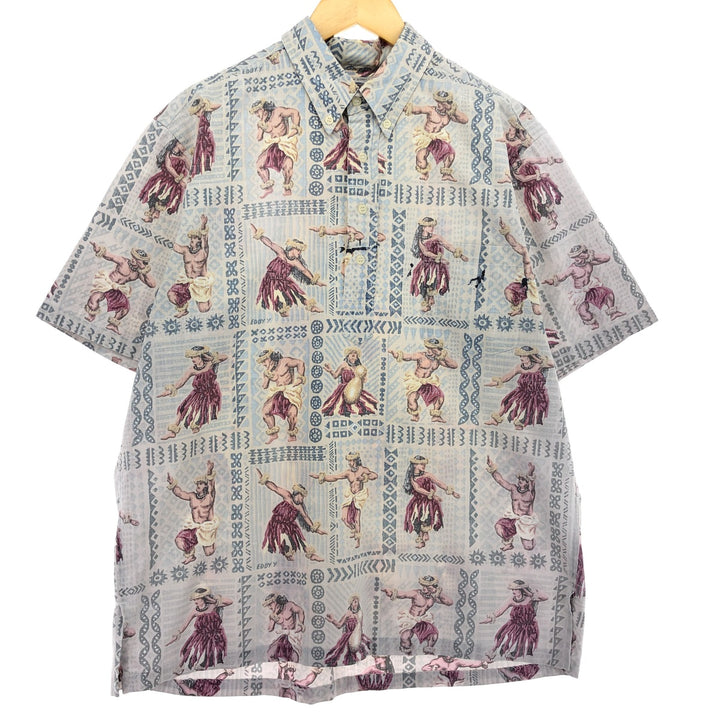 Reyn Spooner ART OF EDDY Y All-over Print Pullover Button-Down Hawaiian Aloha Shirt Made in Hawaii Men's L /eaa465844