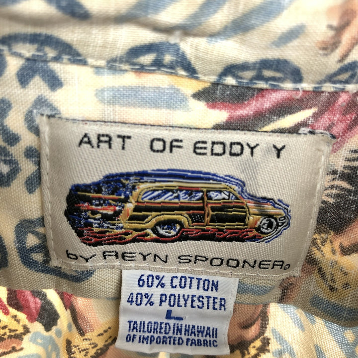 Reyn Spooner ART OF EDDY Y All-over Print Pullover Button-Down Hawaiian Aloha Shirt Made in Hawaii Men's L /eaa465844