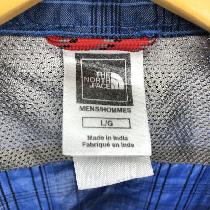 THE NORTH FACE Check Pattern Short Sleeve Fishing Shirt, Men's L Modal blue type Vintage Second Hand