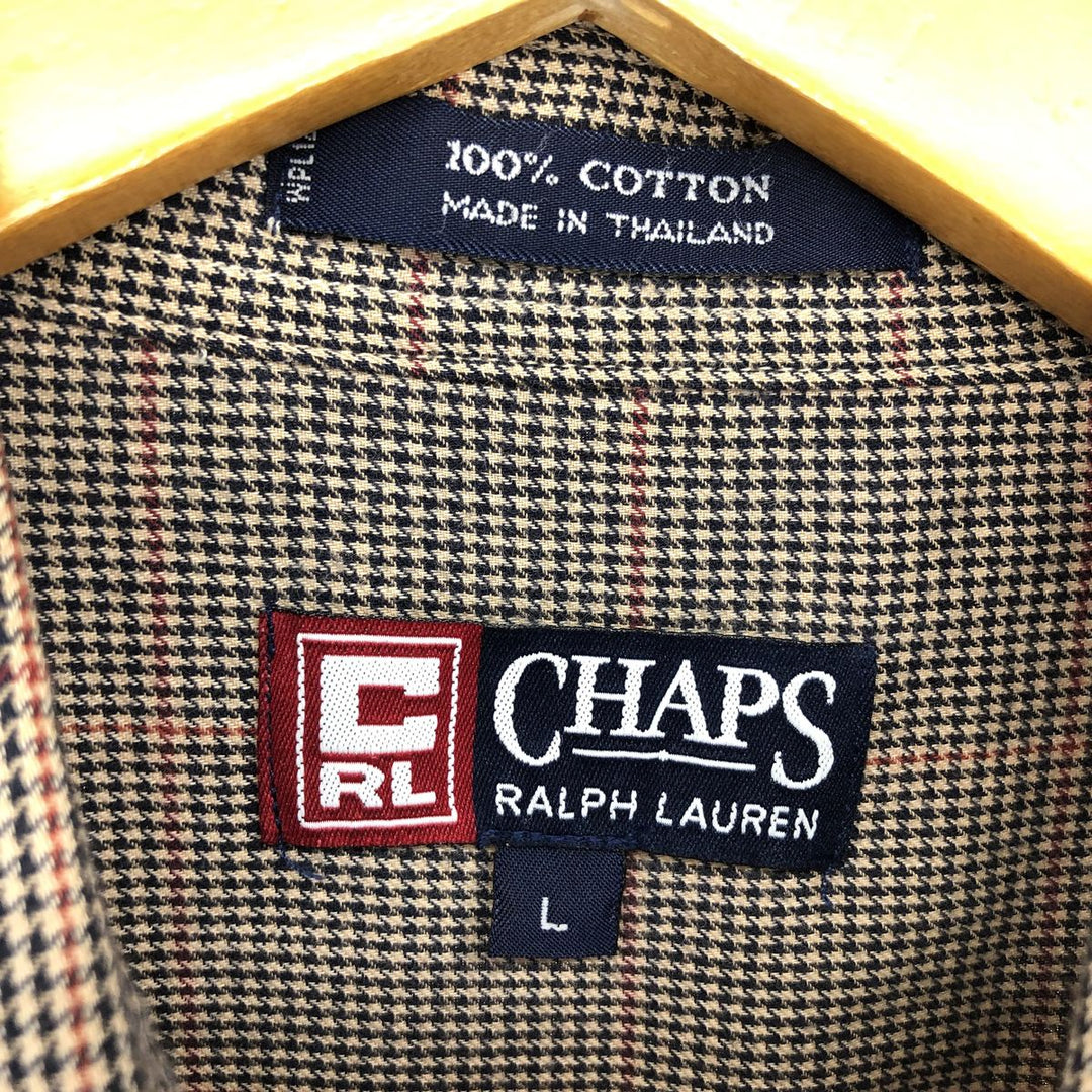 90'S Ralph Lauren CHAPS All-over Houndstooth Pattern Long Sleeve Button-down Shirt Men's L Vintage /eaa465889