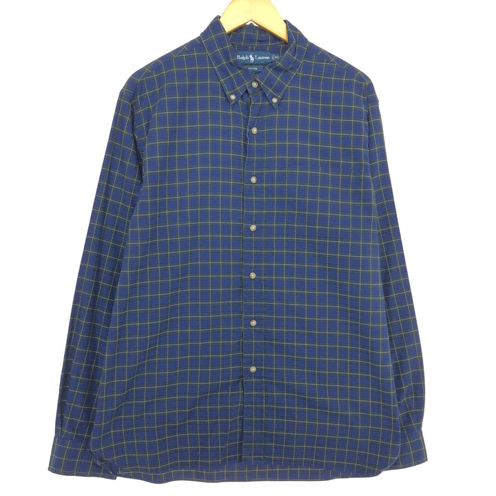 Ralph Lauren 120's 2-ply tartan check long sleeve button-down check shirt, men's XL /eaa465890