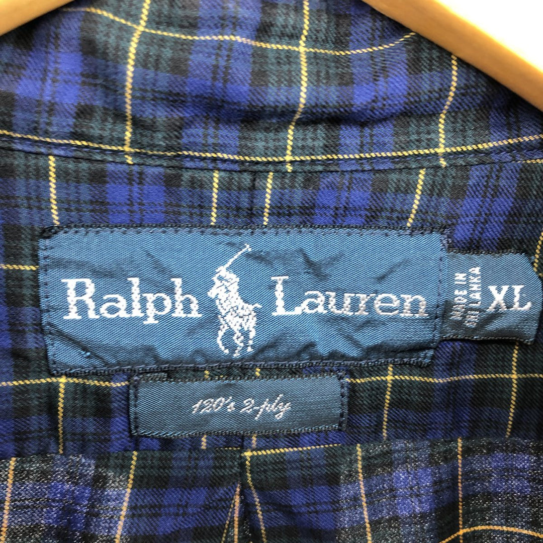 Ralph Lauren 120's 2-ply tartan check long sleeve button-down check shirt, men's XL /eaa465890