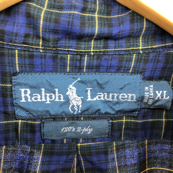 Ralph Lauren 120's 2-ply tartan check long sleeve button-down check shirt, men's XL /eaa465890