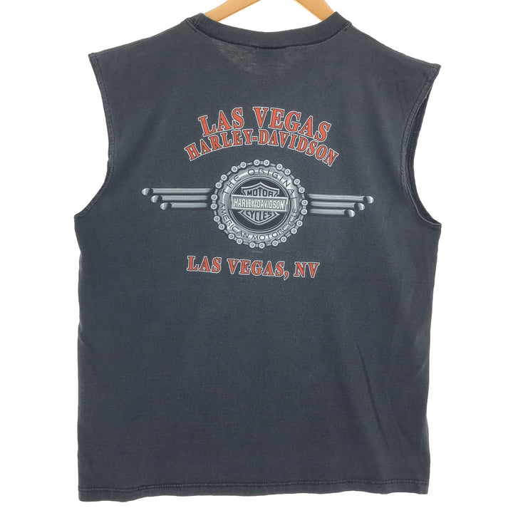 00'S Harley Davidson Sleeveless Back Print Motorcycle Bike T-Shirt Made in USA Men's L size /eaa465914