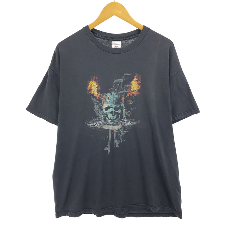 TENNESSEE RIVER Pirates of the Caribbean Skull Pattern Glitter Print Movie T-Shirt Men's XL Size /eaa465968