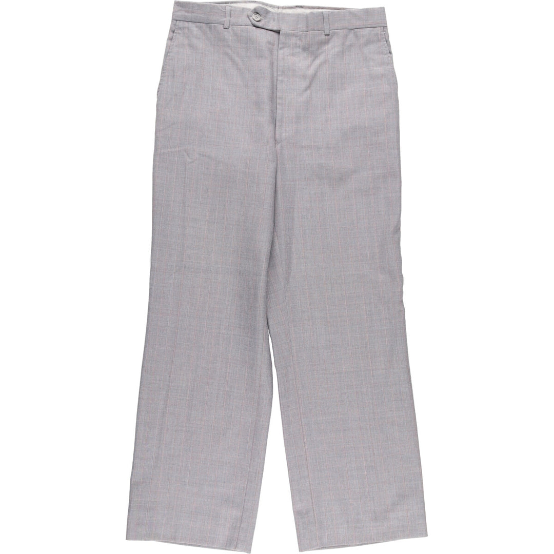 70s~80'S Check Pattern Slacks Pants Men's W32 Vintage unclear gray type Vintage Second Hand