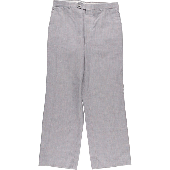 70s~80'S Check Pattern Slacks Pants Men's W32 Vintage unclear gray type Vintage Second Hand