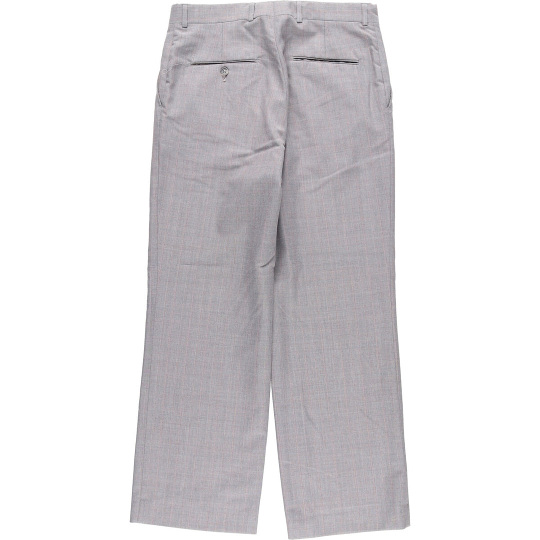 70s~80'S Check Pattern Slacks Pants Men's W32 Vintage unclear gray type Vintage Second Hand