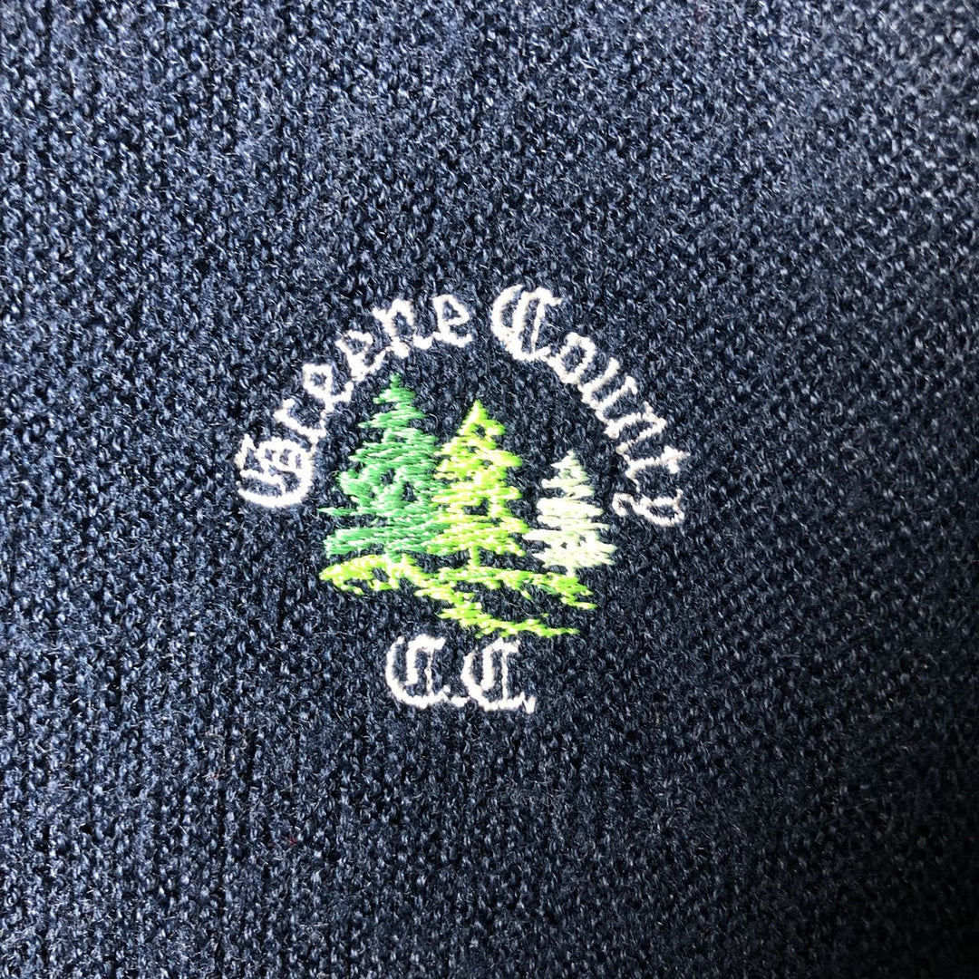 Vintage 90'S Lacoste IZOD V-neck acrylic knit sweater, Made in USA, Men's XL acrylic navy blue type Vintage Second Hand