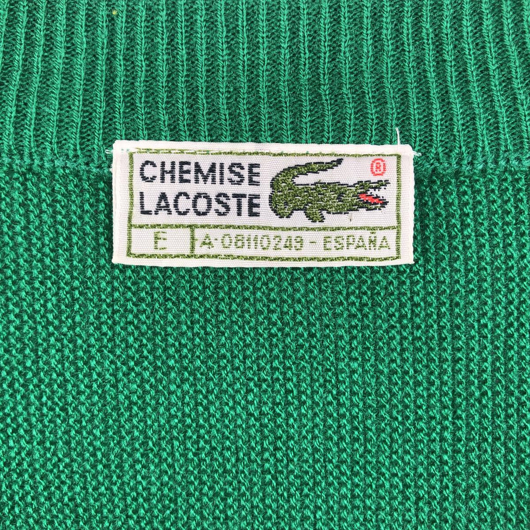 Vintage 1980'S Lacoste Chemise V-neck acrylic knit sweater, men's size XL acrylic green type Vintage Second Hand