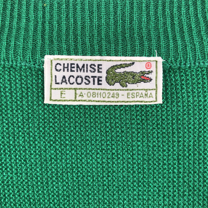 Vintage 1980'S Lacoste Chemise V-neck acrylic knit sweater, men's size XL acrylic green type Vintage Second Hand