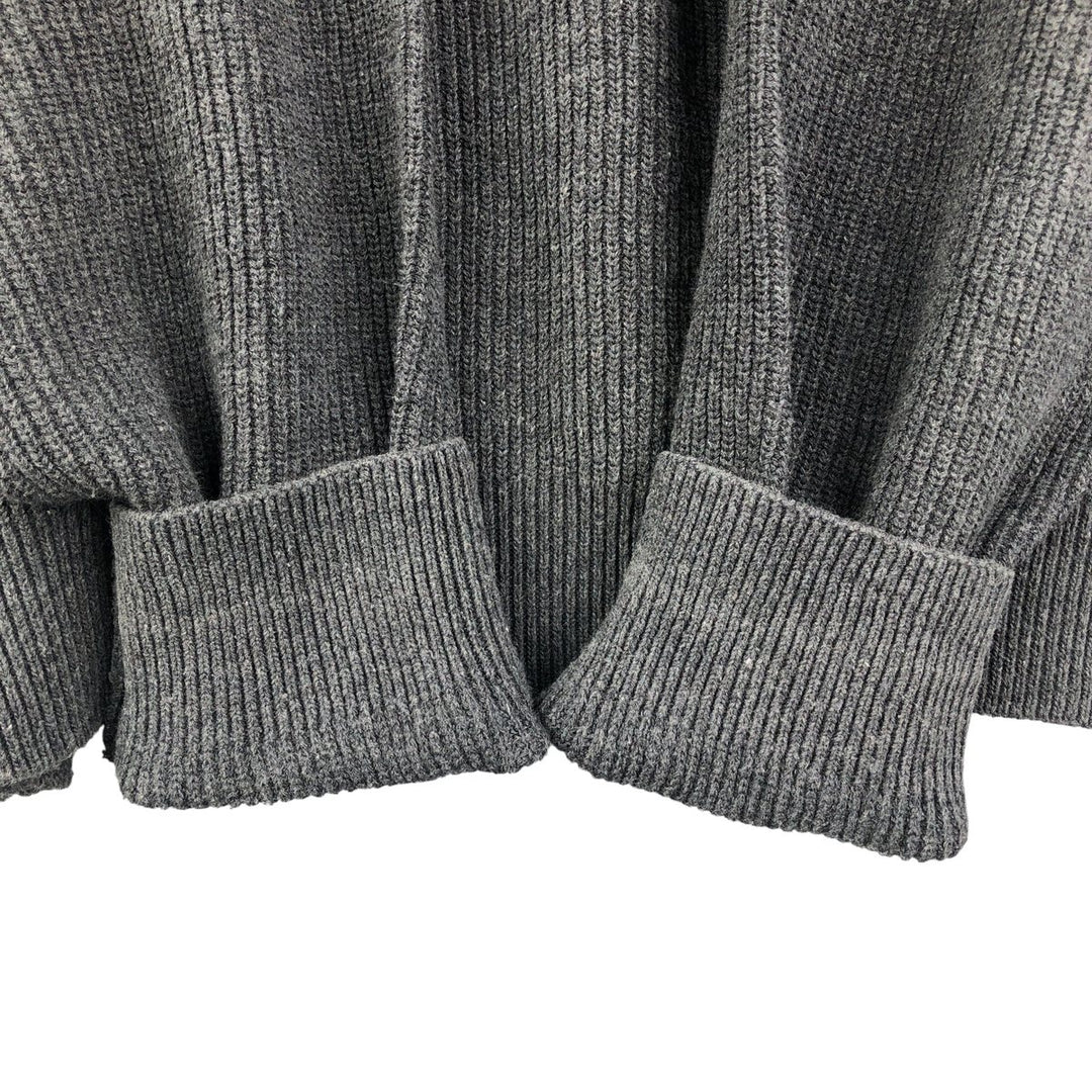 2000'S Eddie Bauer Ribbed V-Neck Cotton Knit Sweater, Made in USA, Men's Size XL cotton gray type Vintage Second Hand
