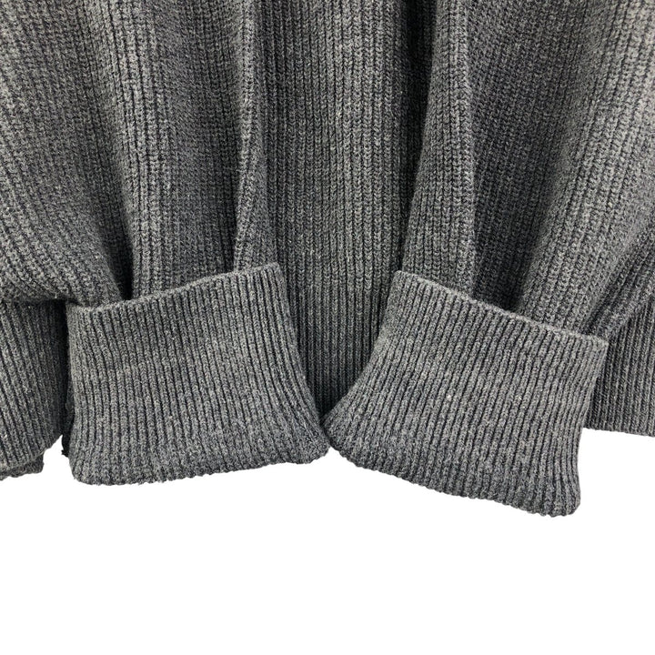 2000'S Eddie Bauer Ribbed V-Neck Cotton Knit Sweater, Made in USA, Men's Size XL cotton gray type Vintage Second Hand