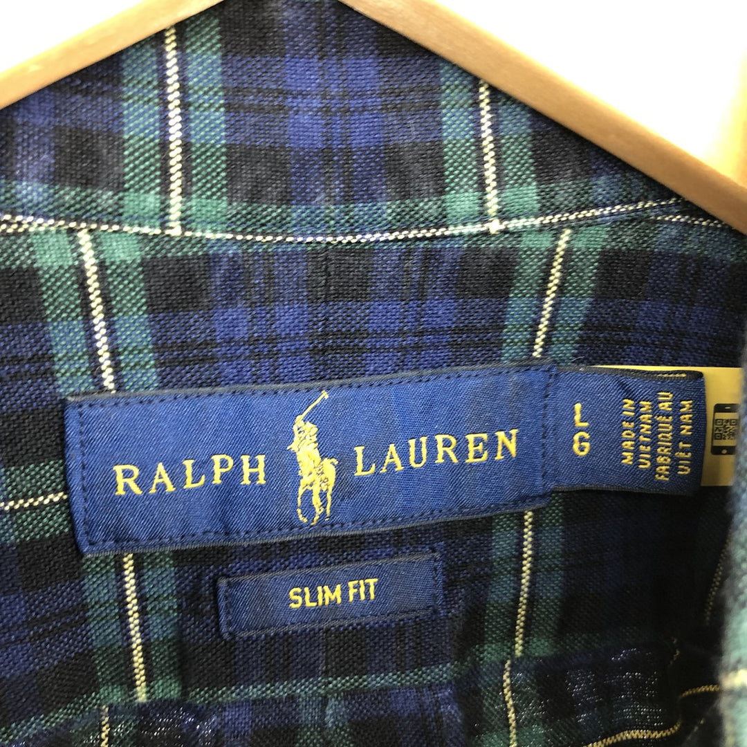 Ralph Lauren SLIM FIT Slim Fit Long Sleeve Button Down Check Shirt Men's L / eaa466241