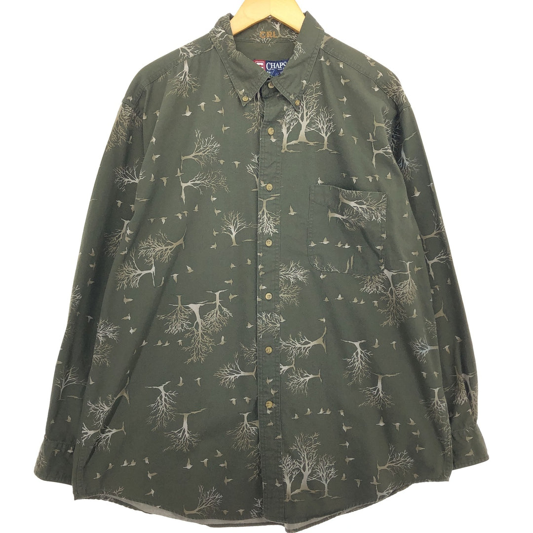 90'S Ralph Lauren CHAPS all-over print long sleeve button-down shirt, men's XL size, vintage /eaa466249