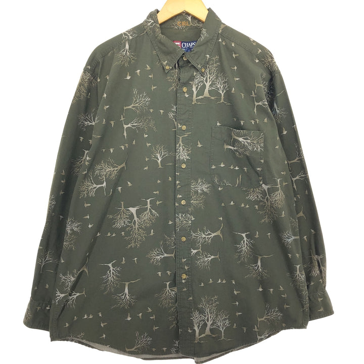 90'S Ralph Lauren CHAPS all-over print long sleeve button-down shirt, men's XL size, vintage /eaa466249