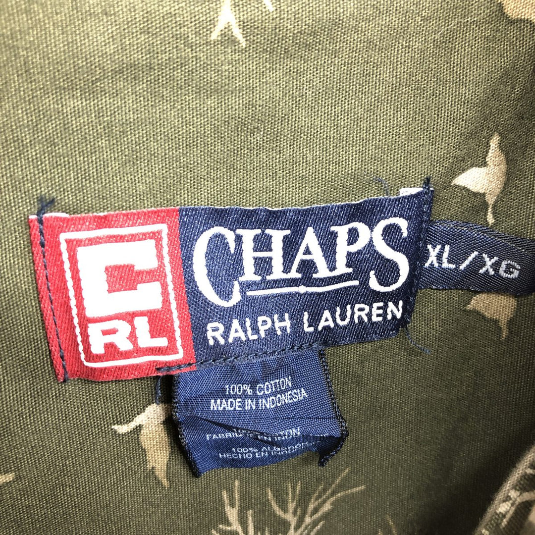 90'S Ralph Lauren CHAPS all-over print long sleeve button-down shirt, men's XL size, vintage /eaa466249