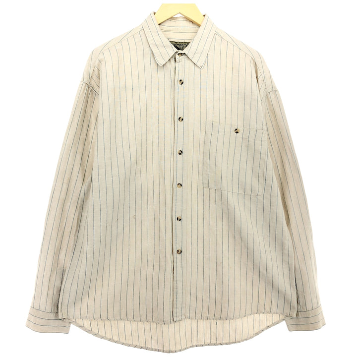 PROTEST Stripe Pattern Long Sleeve Linen Shirt Men's L /eaa466259